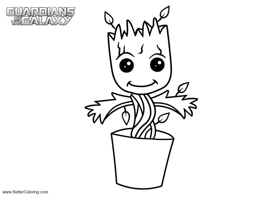 Guardians of the Galaxy Baby Groot Coloring Pages - Free Printable