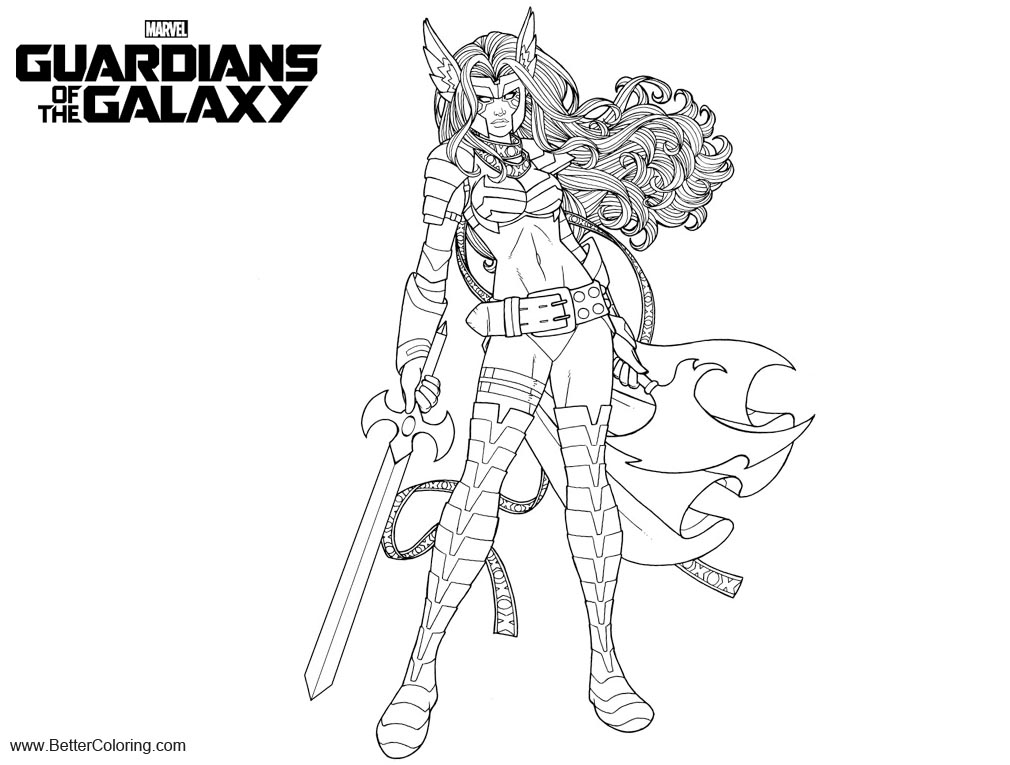 Free Guardians of the Galaxy Coloring Pages Angela by JamieFayX printable