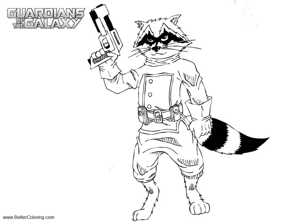 Free Guardians of the Galaxy Coloring Pages How to Draw Rocket printable