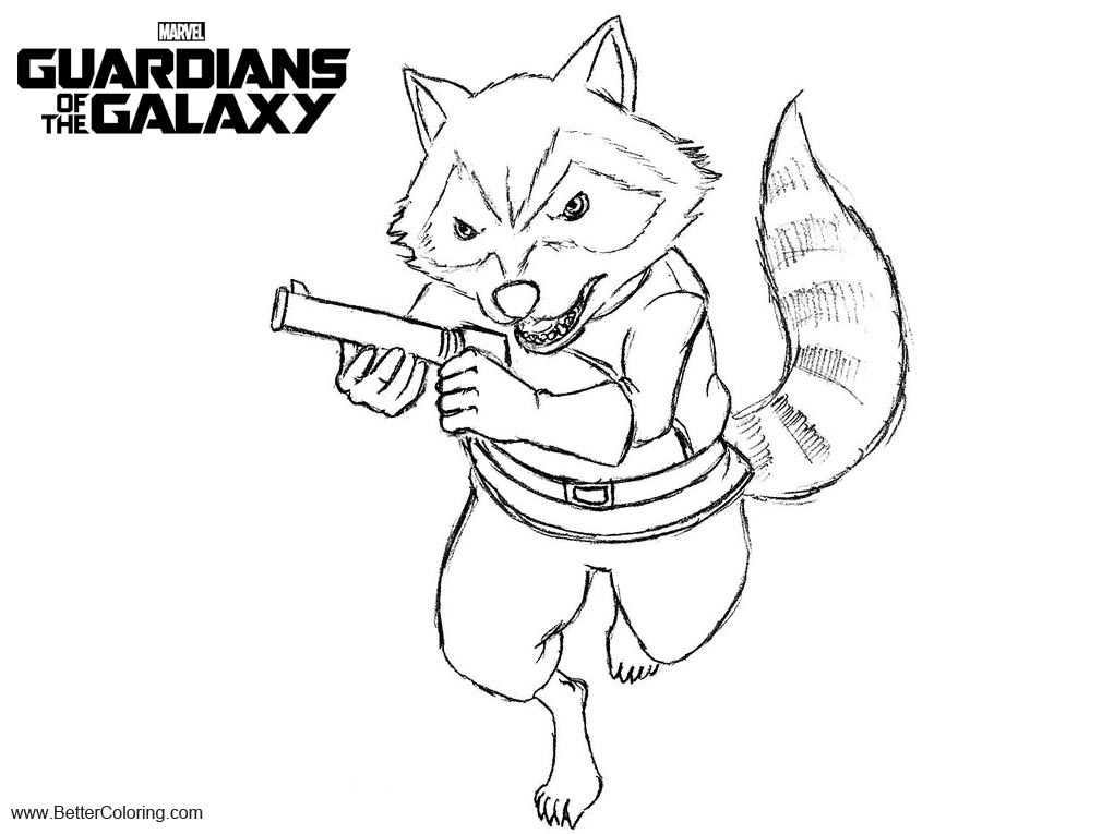 Free Guardians of the Galaxy Coloring Pages Rocket Raccoon printable