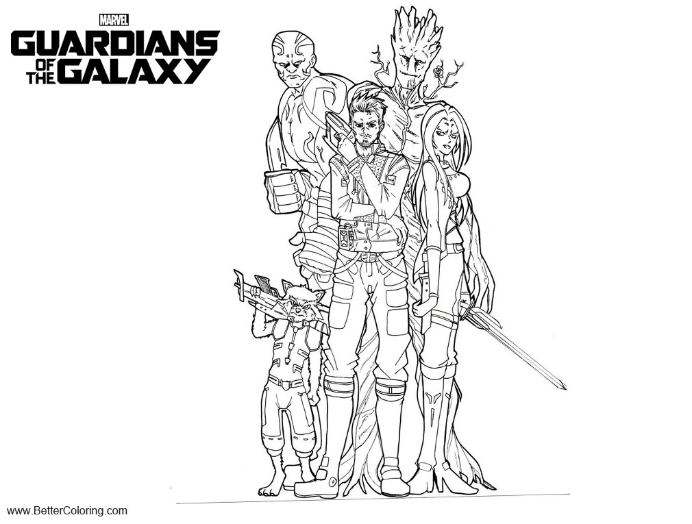 Free Guardians of the Galaxy Coloring Pages Sketch by criskill printable