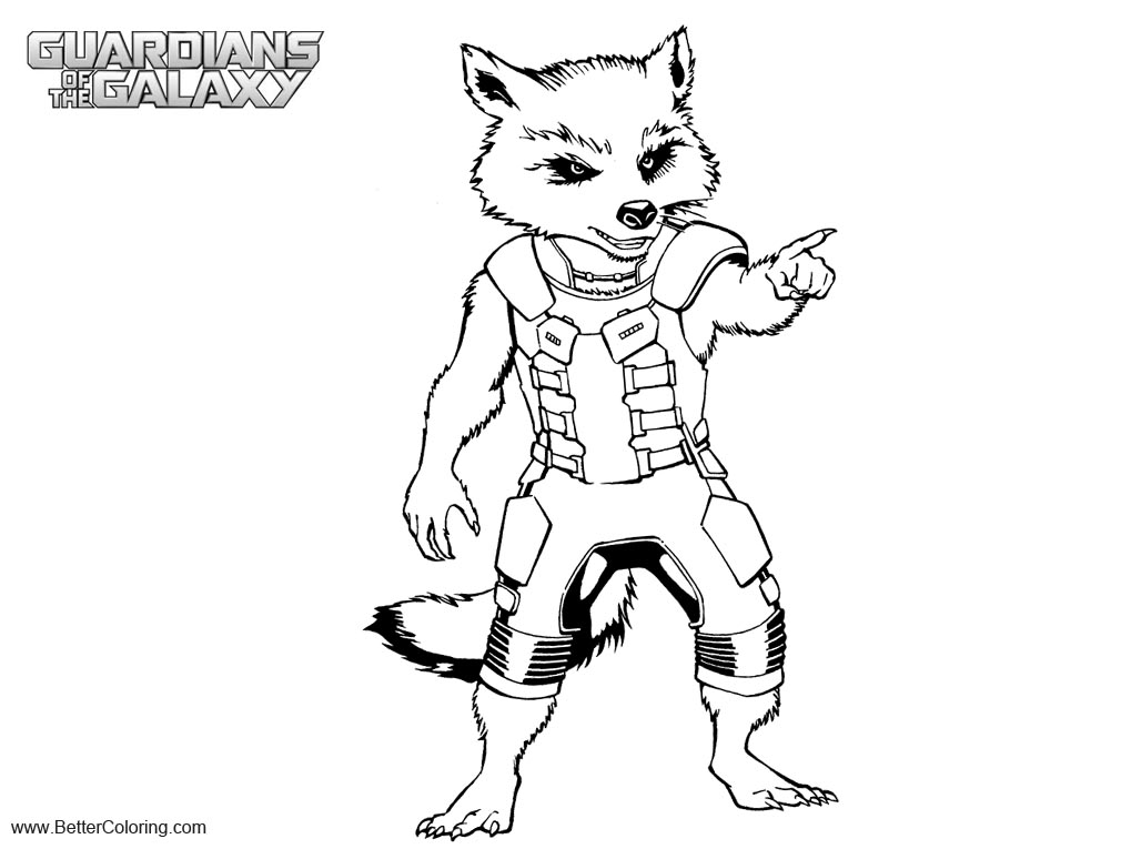 Guardians of the Galaxy Rocket Raccoon Coloring Pages - Free Printable