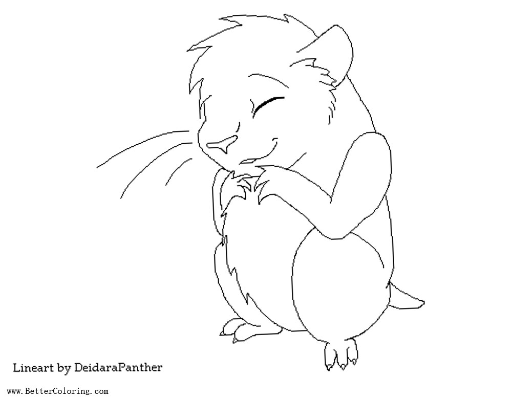 Free Hamster Coloring Pages Line Art by deidarapanther printable