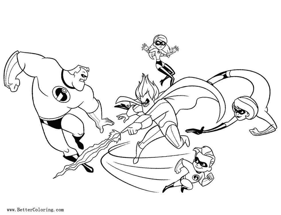 Free Incredibles 2 Coloring Pages Fighting printable
