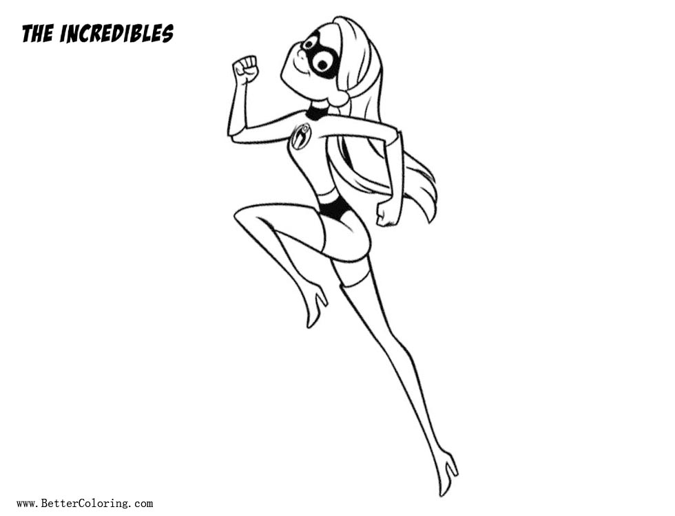 Free Incredibles 2 Coloring Pages Violet Line Art printable