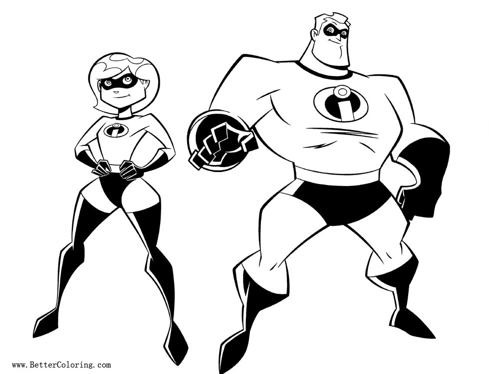 Free Incredibles Characters Coloring Pages Dad and Mom printable