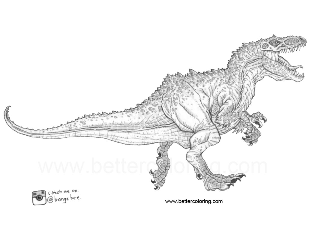 Indoraptor Coloring Pages Line Art - Free Printable Coloring Pages