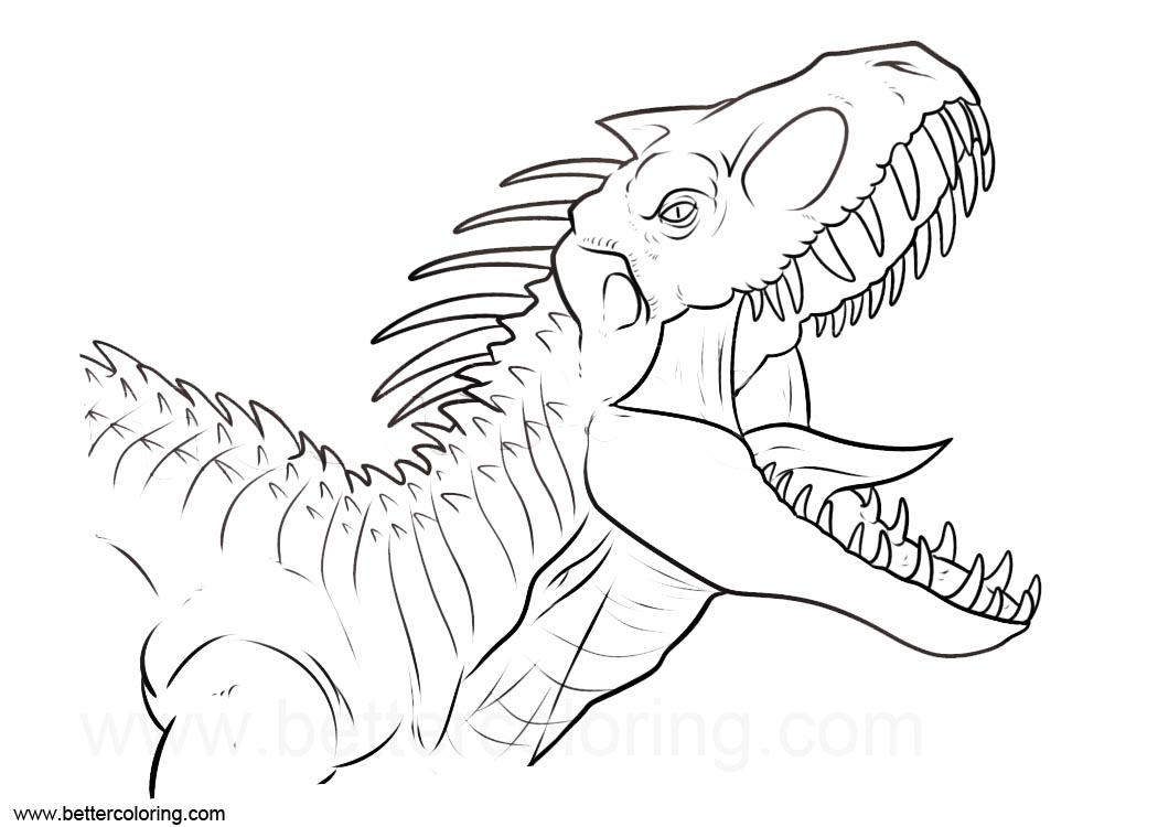 Indoraptor Coloring Page : Rex Indominus Jurassic Draw Drawing Coloring ...