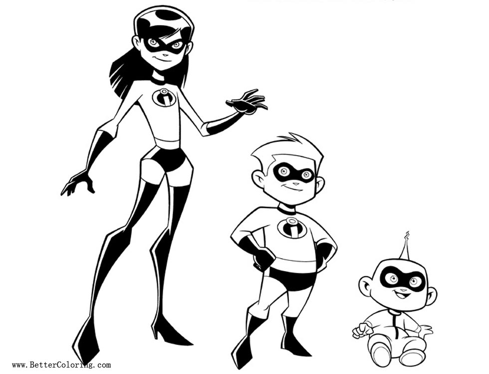 Free Kids from Incredibles Characters Coloring Pages printable