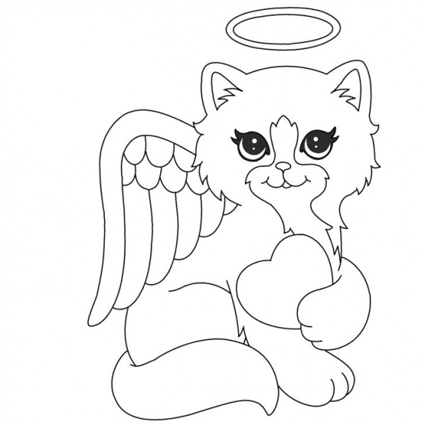 Lisa Frank Cat Coloring Pages Cute - Lisa Frank Coloring Pages Beautiful Cat Angel By Michy123 600x600