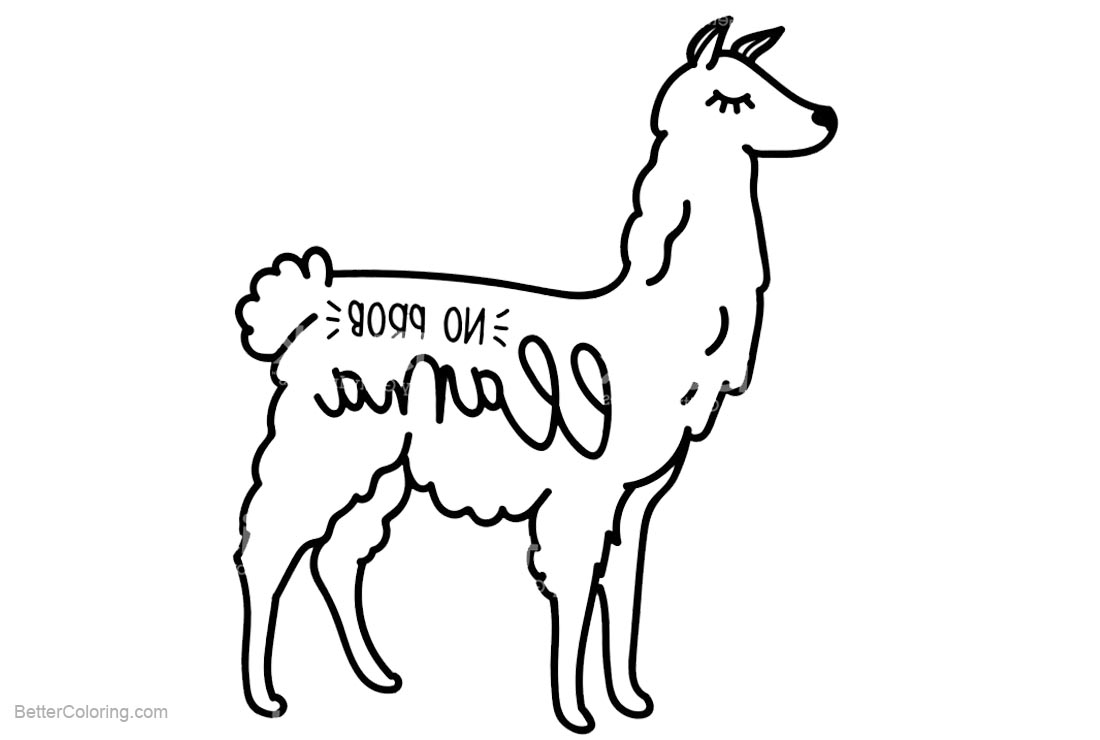 Free Llama Coloring Pages Badge No Prob printable