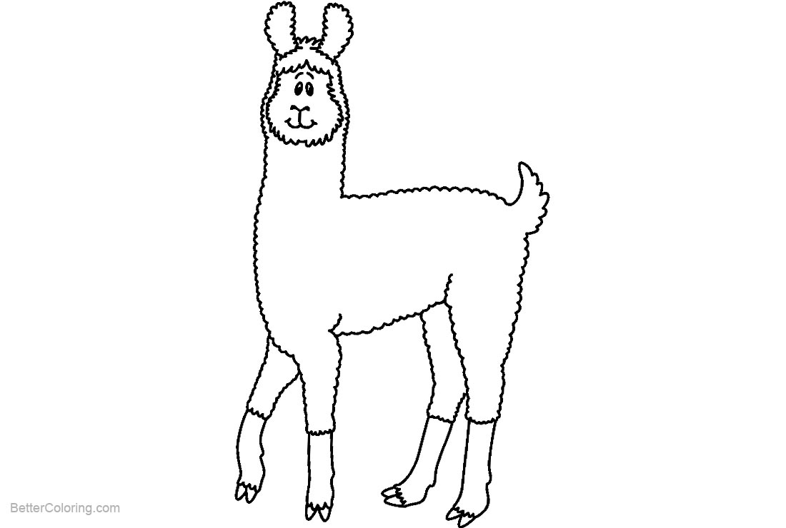 Free Llama Coloring Pages Cute Drawing printable