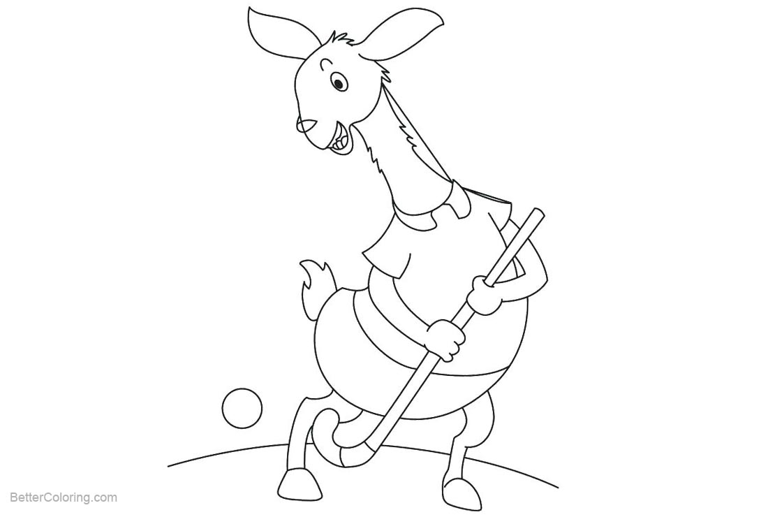 Free Llama Coloring Pages Play Hockey printable