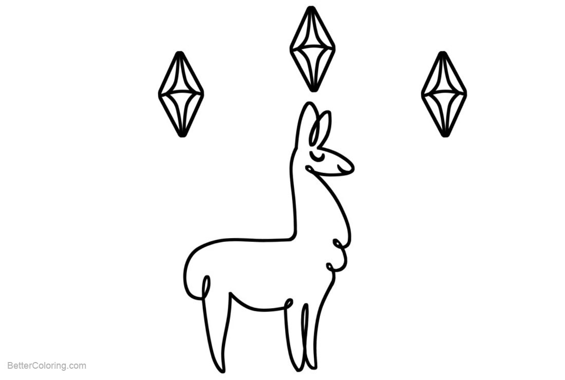 Free Llama Coloring Pages with Gem printable