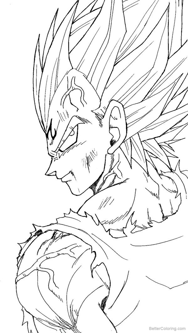 Free Majin Vegeta Coloring Pages Lineart by BK 81 printable