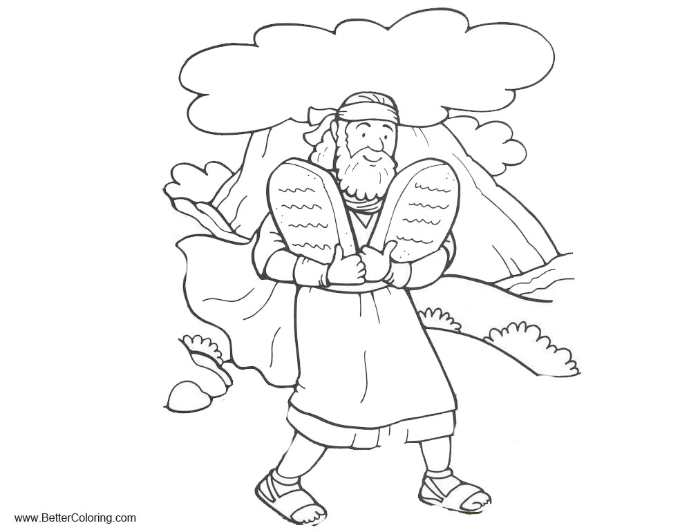 Free Moses With Two Tablets of Ten Commandments Coloring Pages printable