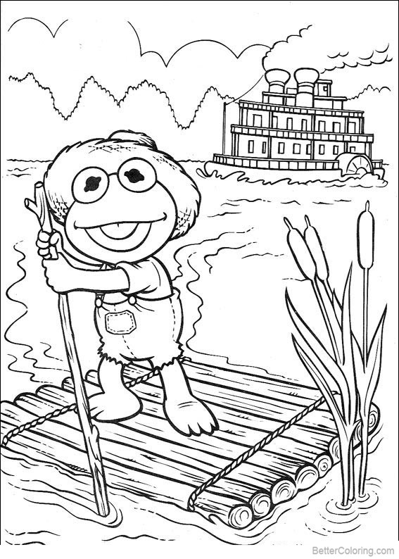 Free Muppet Babies Coloring Pages Frog on the Raft printable
