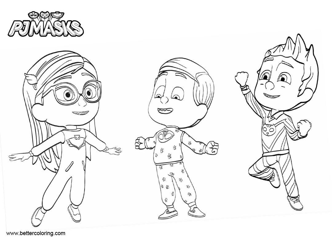 Free PJ Mask Characters Coloring Pages Boys and GIrl printable