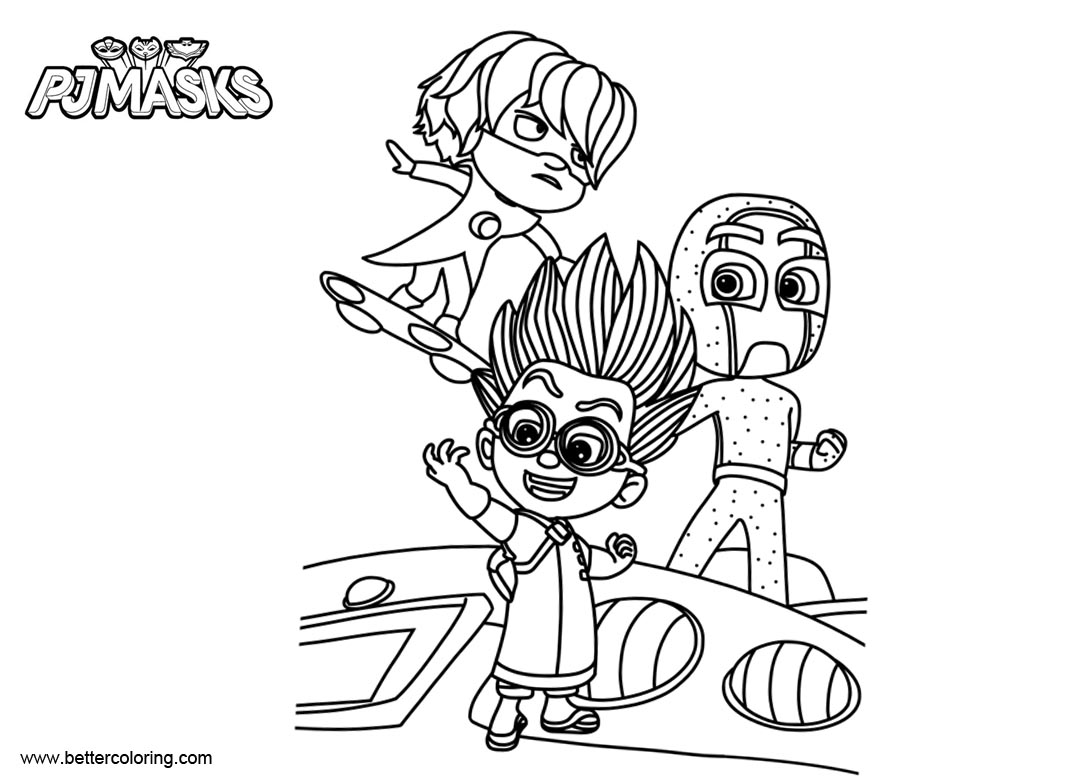 Free PJ Masks Coloring Pages Flying printable