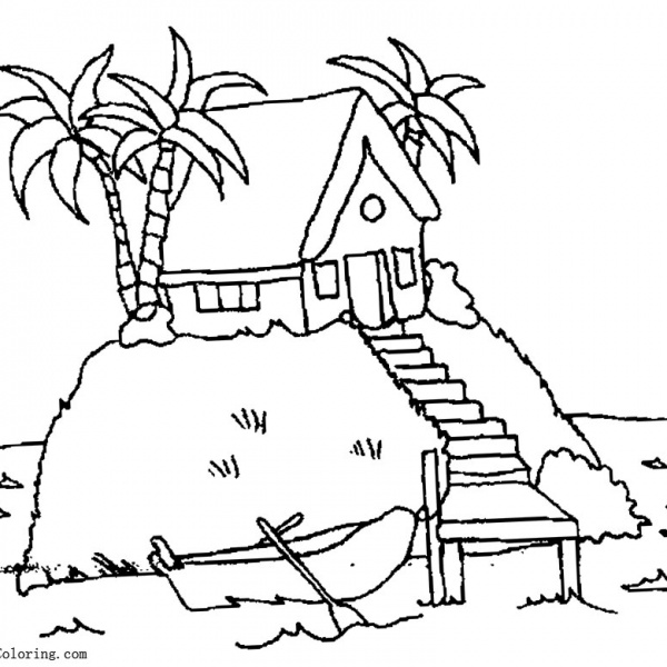 Palm Tree Coloring Pages With Sunset Free Printable Coloring Pages