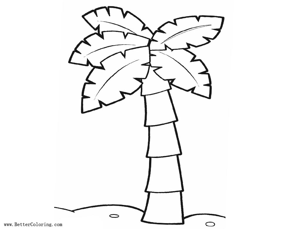 Free Palm Tree Coloring Pages on Beach printable