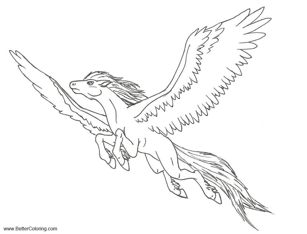 Pegasus Flying Alicorn Coloring Pages by Ninetales4Ever - Free