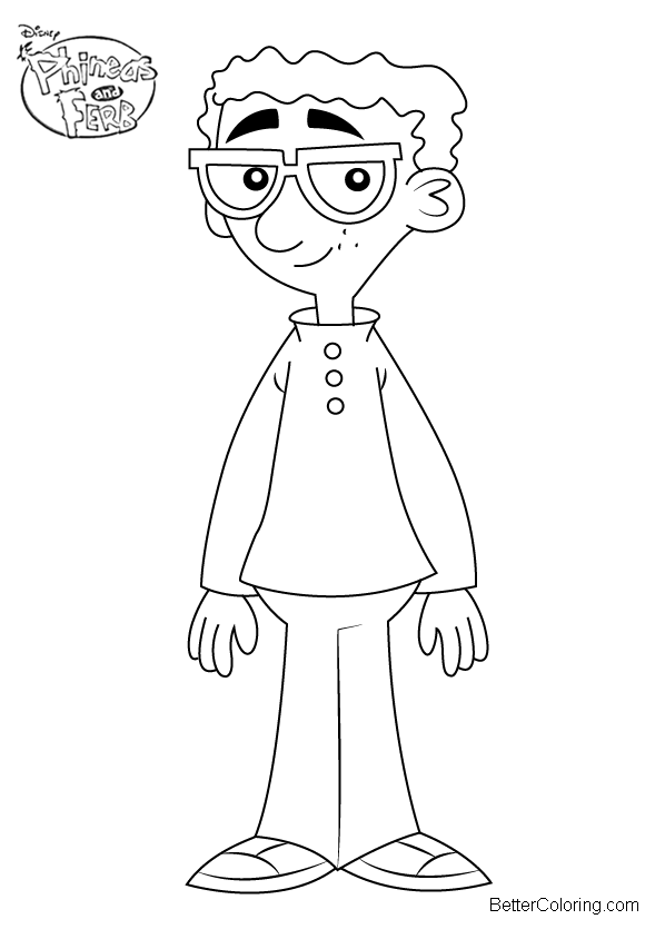 Free Phineas and Ferb Coloring Pages Carl the Intern printable