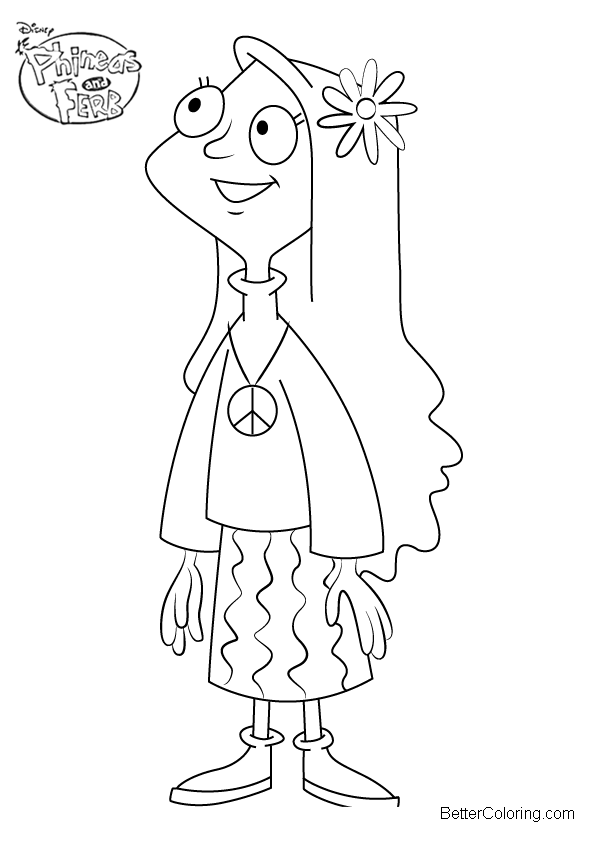 Free Phineas and Ferb Coloring Pages Jenny printable