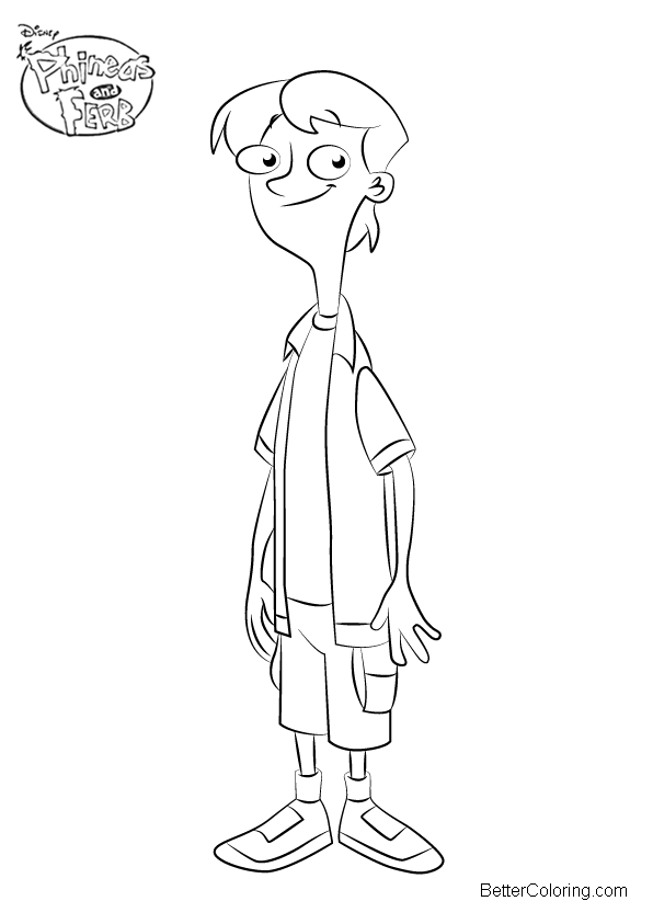Free Phineas and Ferb Coloring Pages Jeremy Johnson printable