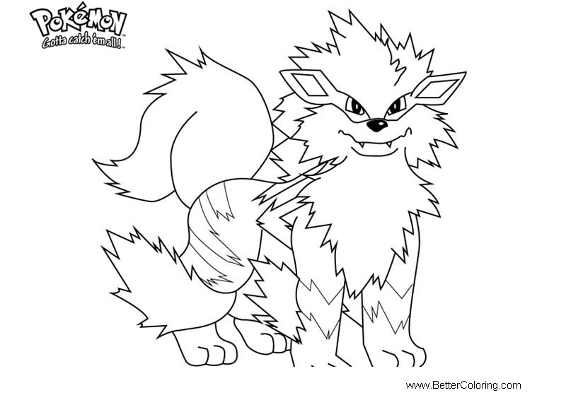 Free Pokemon Coloring Pages Arcanine printable