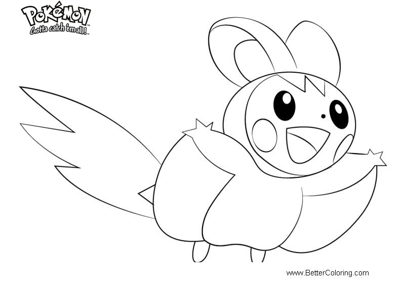 Pokemon Coloring Pages Emolga Free Printable Coloring Pages