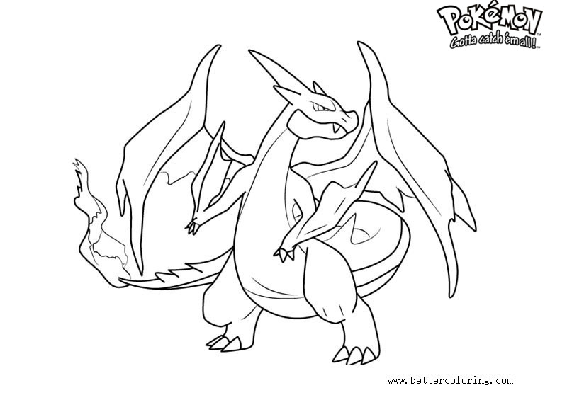 Pokemon Coloring Pages Mega Charizard Y - Free Printable Coloring Pages