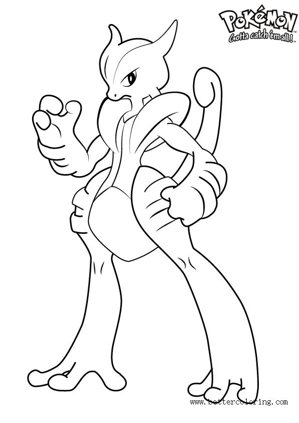 Pokemon Coloring Pages Mega Mewtwo X - Free Printable Coloring Pages