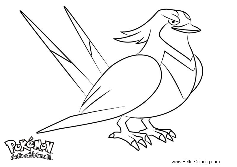 Pokemon Coloring Pages Swellow - Free Printable Coloring Pages