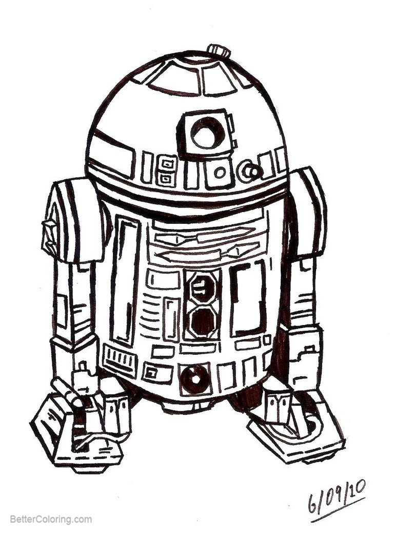 Free R2D2 Star Wars Coloring Pages by intothewild142 printable