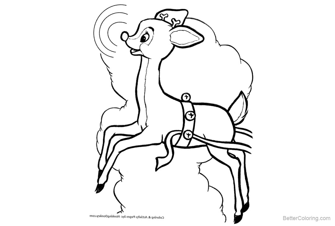 Free Red Nose Reindeer Coloring Pages printable