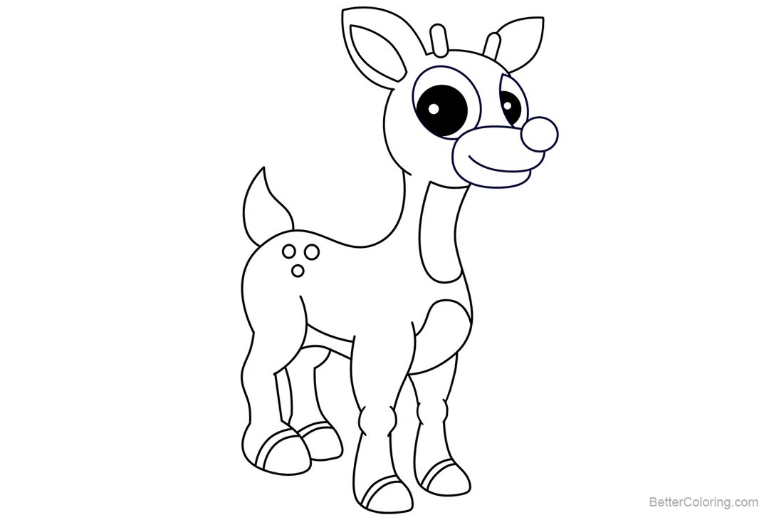 Free Red Nosed Reindeer Coloring Pages printable