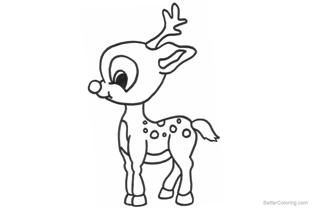 Free Reindeer Coloring Pages Simple Drawing printable