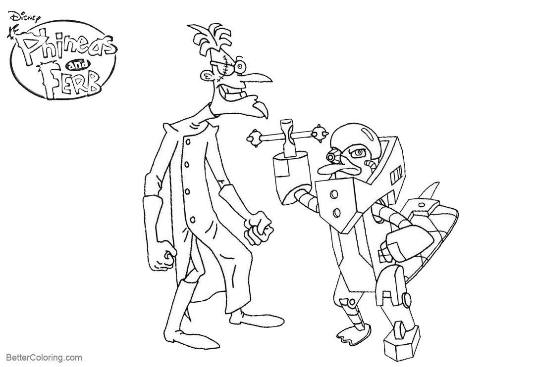 Free Robot from Phineas and Ferb Coloring Pages printable