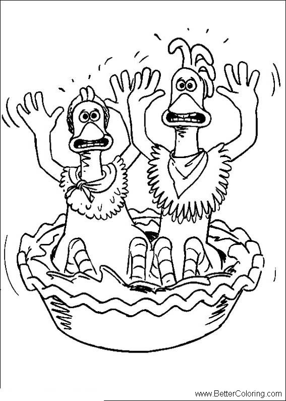 Free Scared Chicken Run Coloring Pages printable