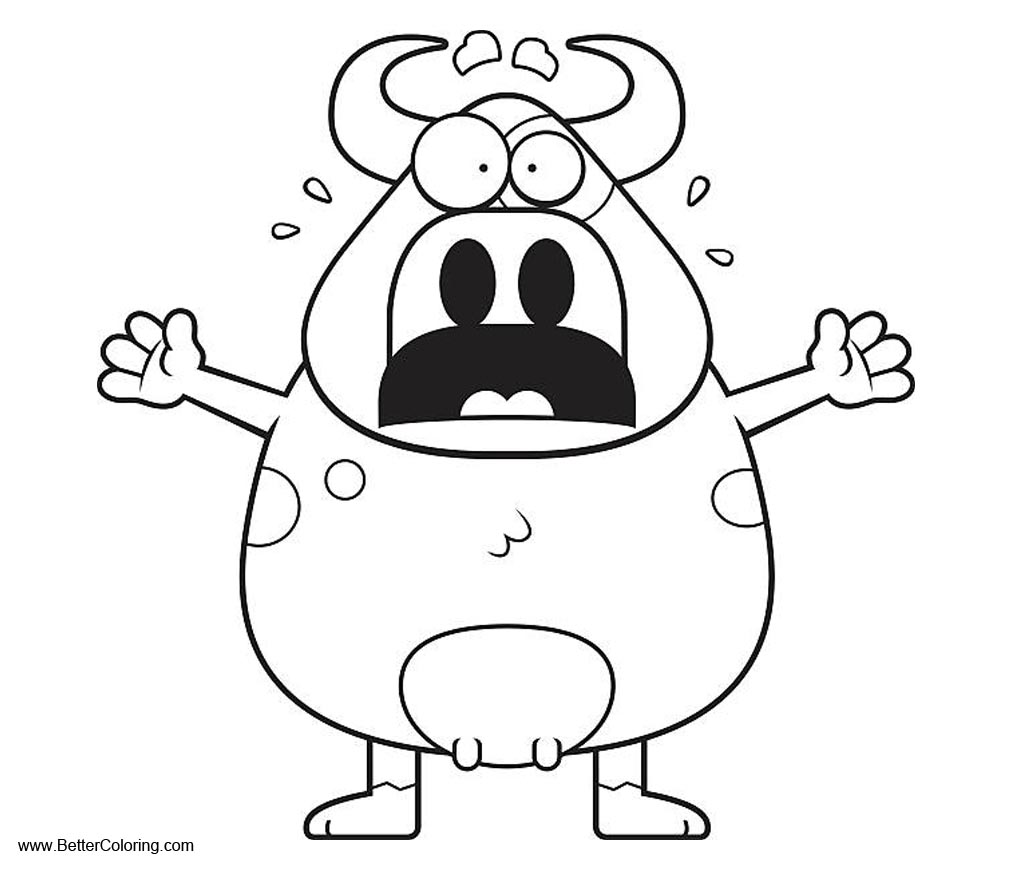 Free Scared Cow Coloring Pages printable