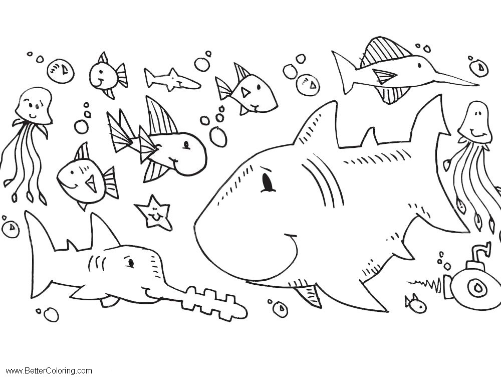 Sea Creatures Under The Sea Coloring Pages - Free ...