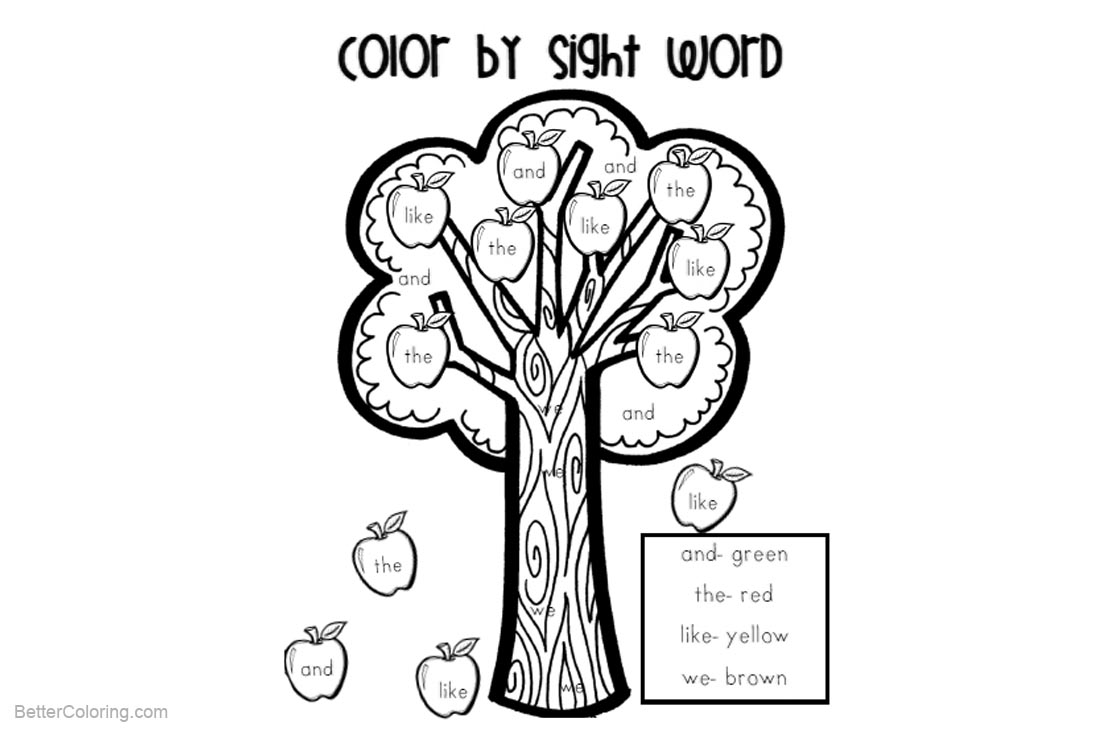 Download Sight Word Coloring Pages First Grade Apple Tree - Free ...