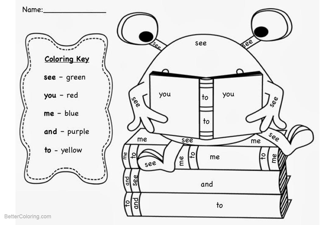 Free Sight Word Coloring Pages Frog printable