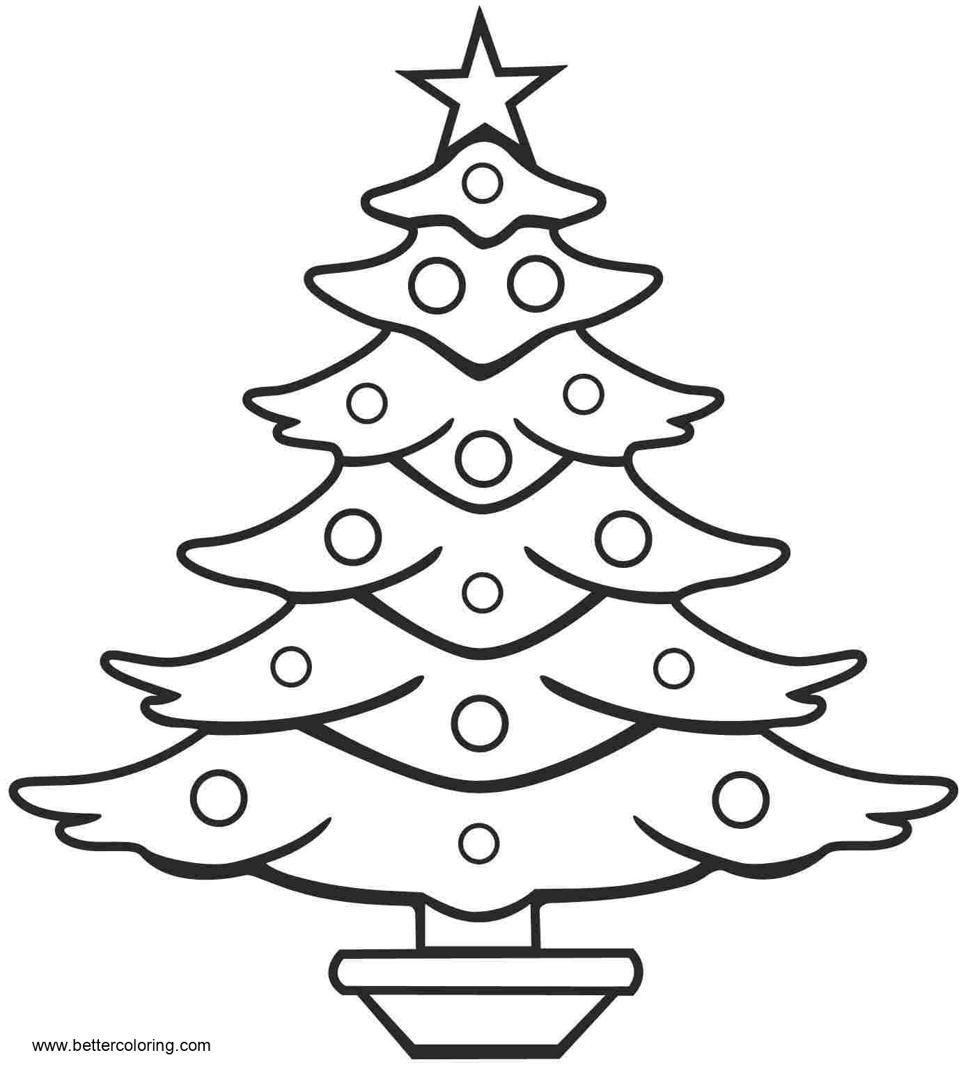 Simple Christmas Tree Coloring Pages Line Art Free Printable Coloring Pages