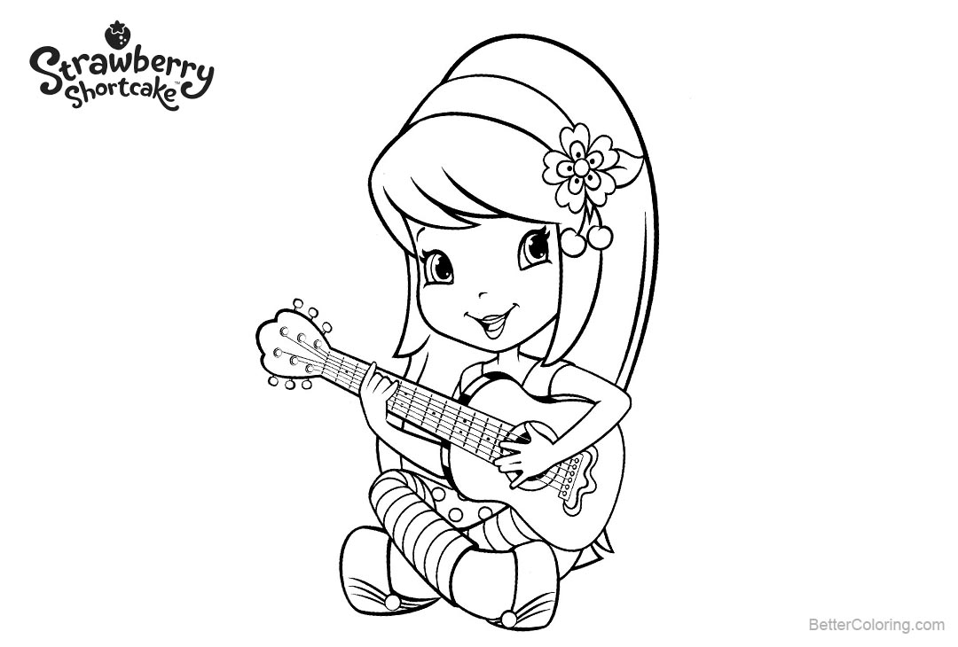 Free Strawberry Shortcake Coloring Pages Play Guitar printable