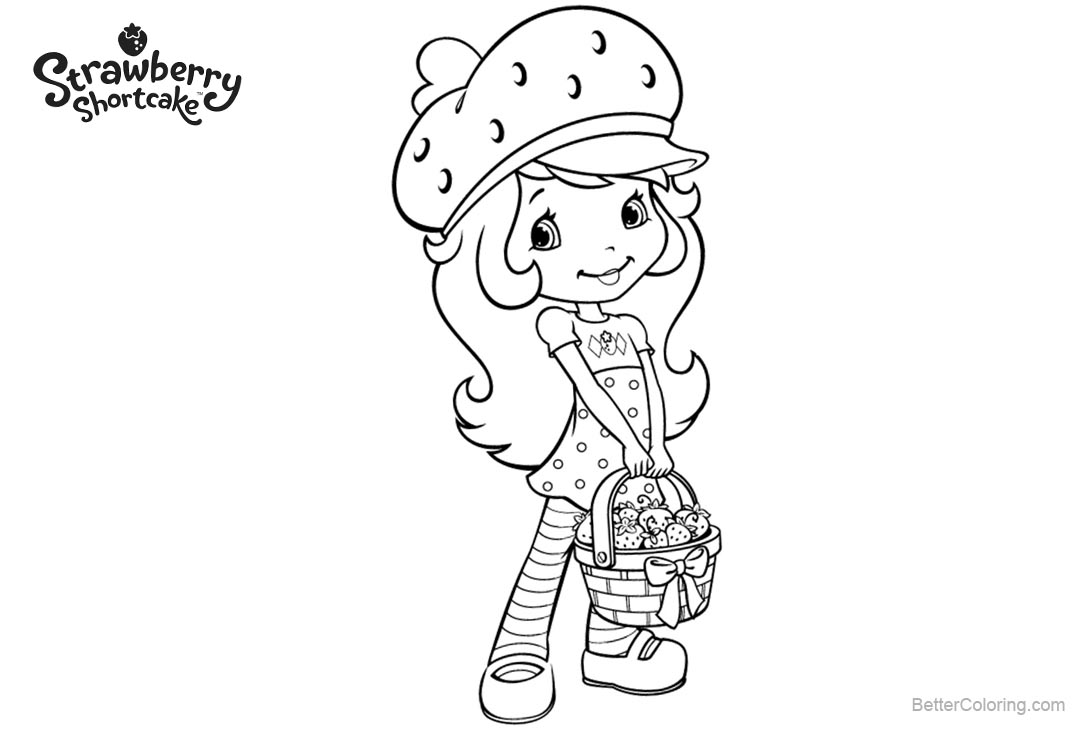 Free Strawberry Shortcake Coloring Pages with Lots of Strawberries printable