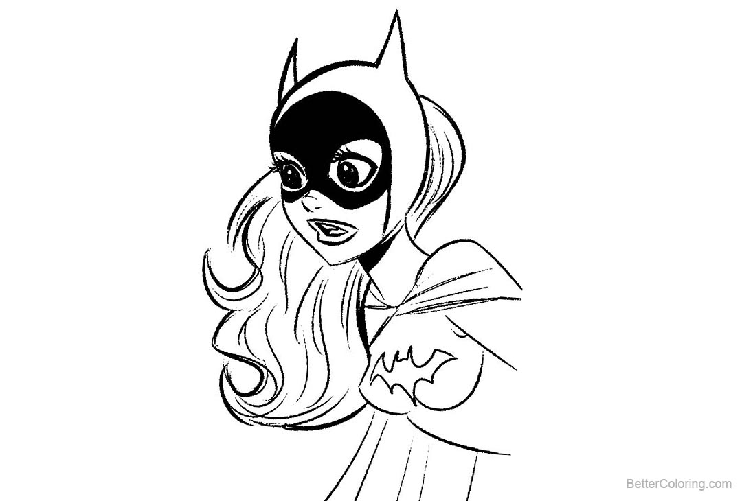 Super Hero Batgirl Coloring Pages Black and White Free Printable