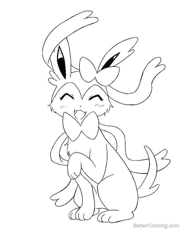Free Sylveon Coloring Pages Line Drawing printable