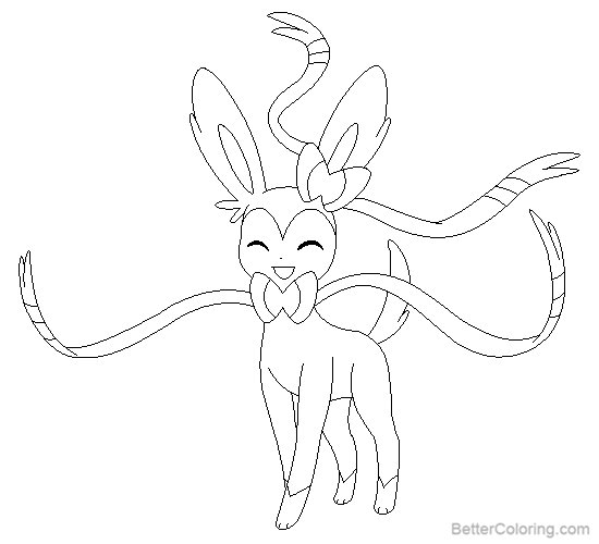 Sylveon Pokemon Coloring Pages Sketch Coloring Page